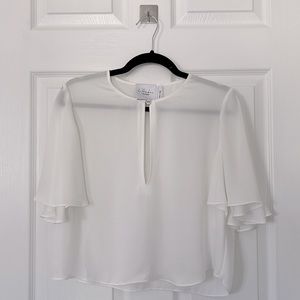 Flowy Cropped White Blouse - Size S